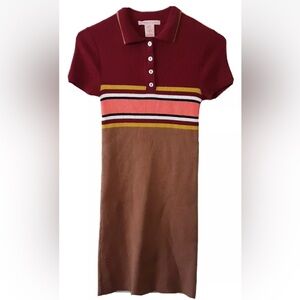 UO Urban Outfitters Women’s Ribbed Knit Bodycon Polo Mini Dress